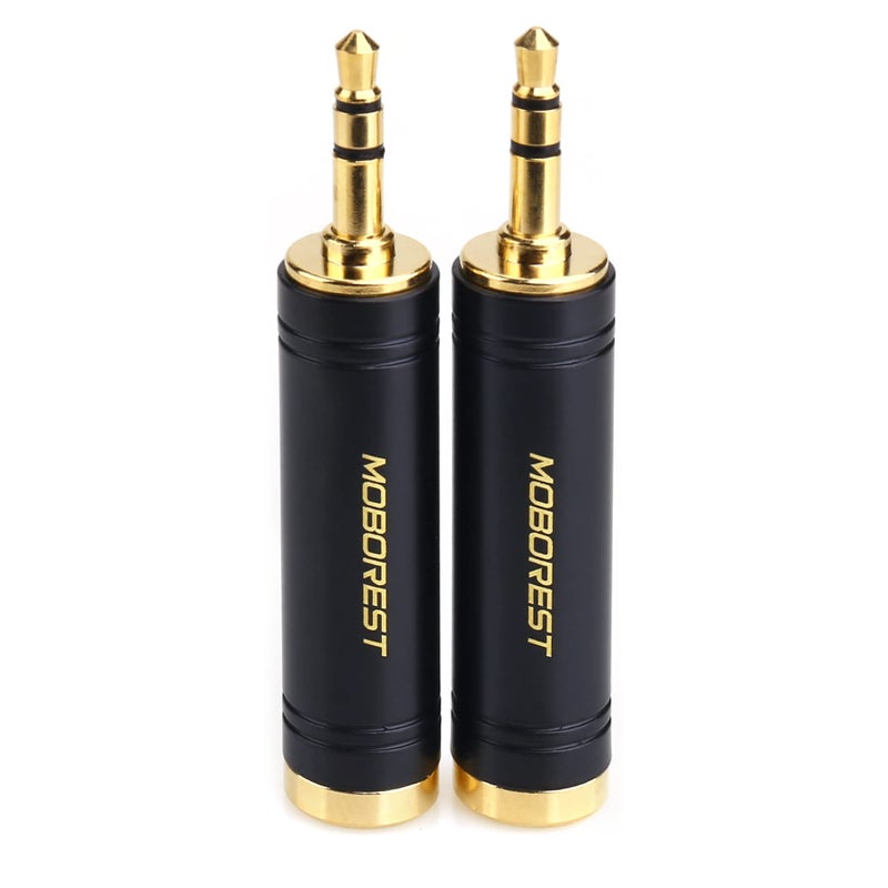 MOBOREST 3.5mm M to 6.35mm F Stereo Pure Copper Adapter, 1/8 Inch Plug Male to 1/4 Inch Jack Female Stereo Adapter, Can be Used for Conversion Headphone adapte, amp adapte, Black Fashion 2-Pack - Image 2